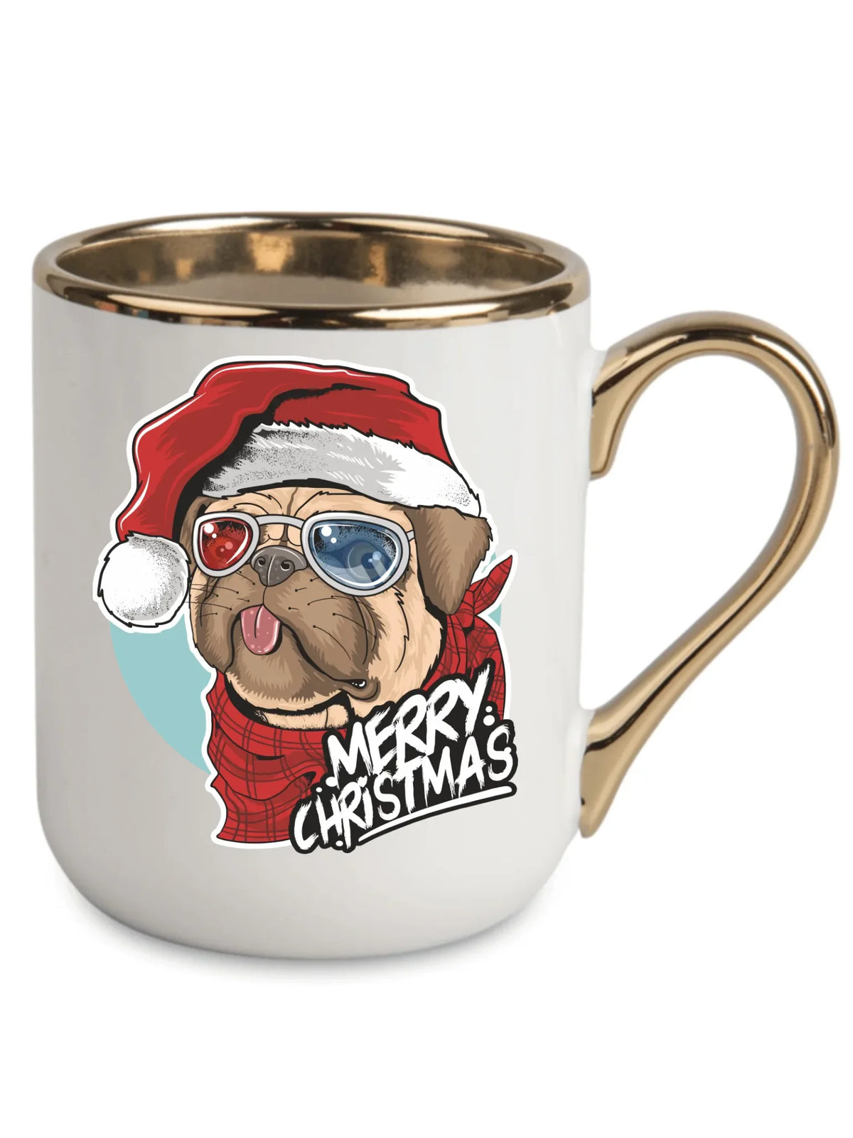 Kubek elegant świąteczny - Mops Merry Christmas BN62
