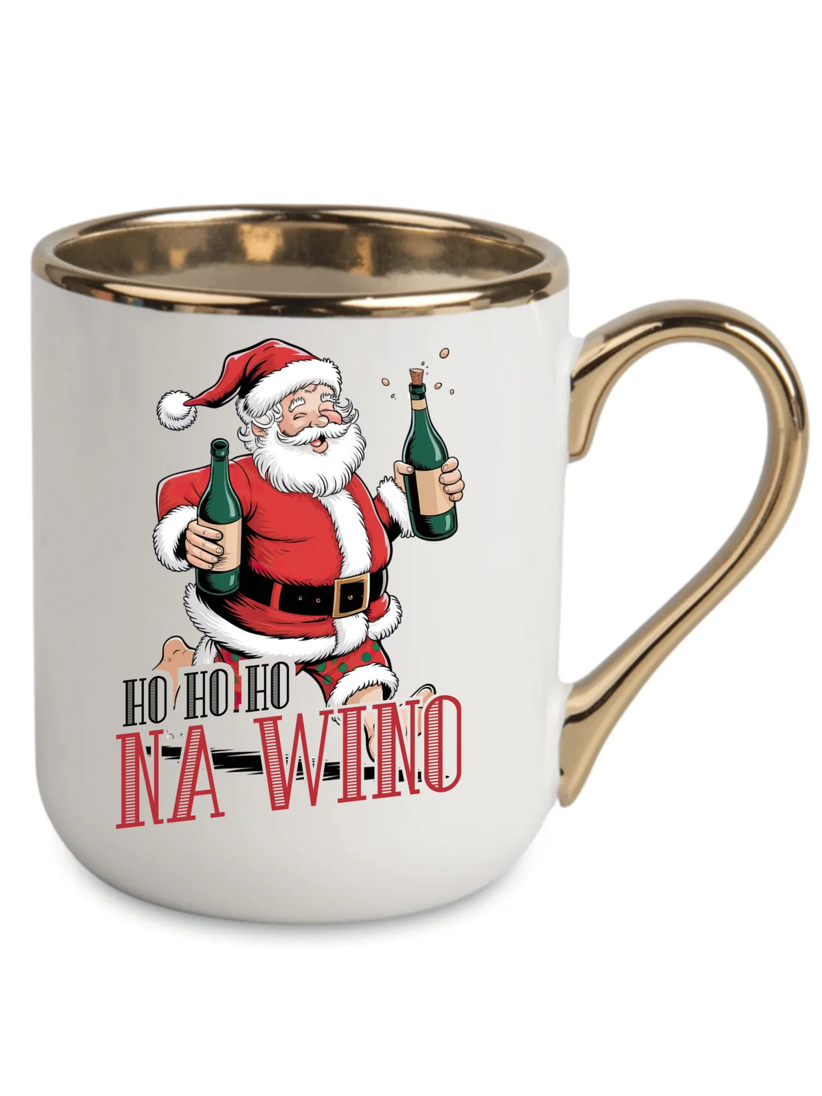 Kubek elegant świąteczny - Mikołaj Ho ho ho na wino BN61