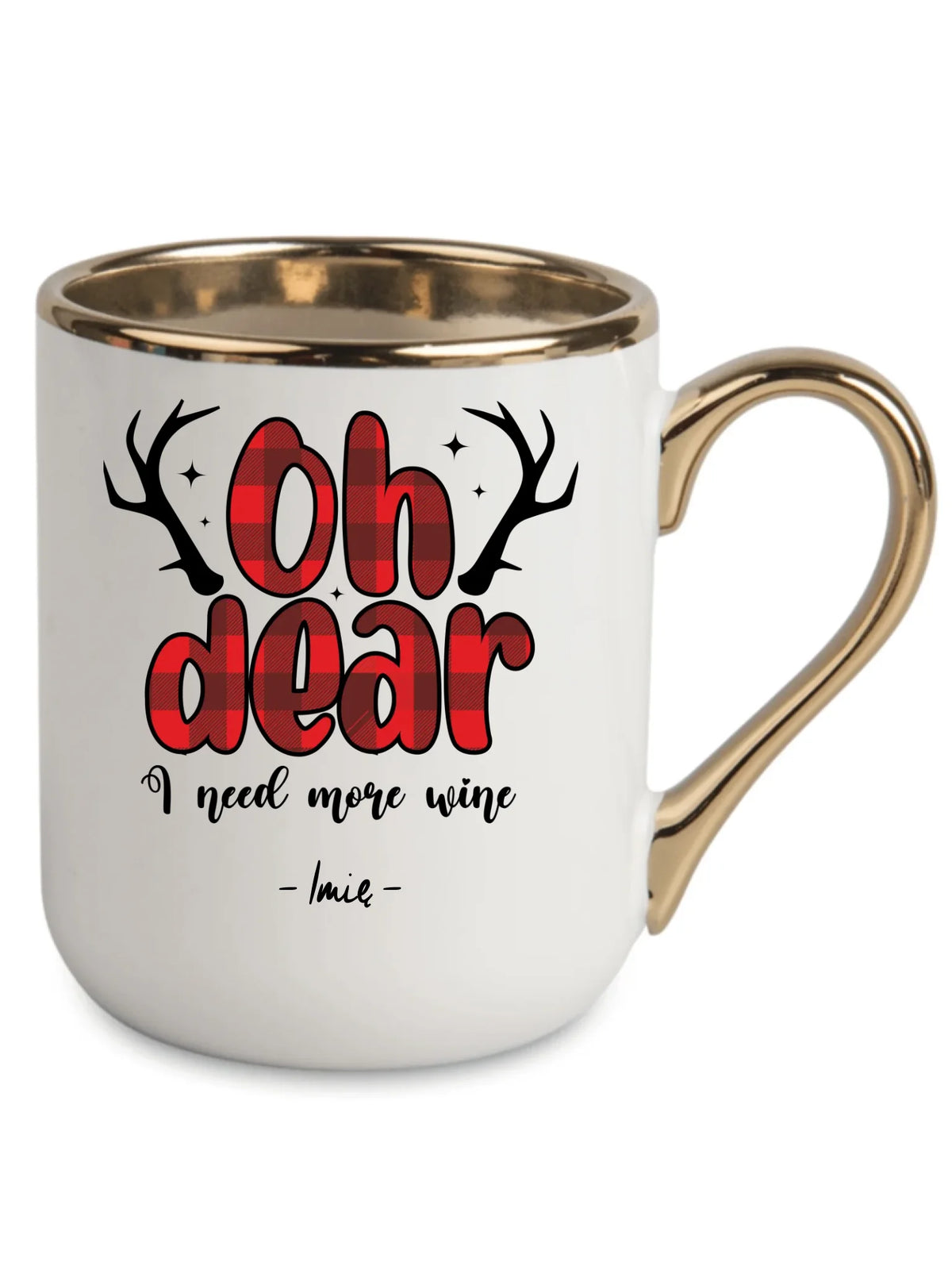 Kubek elegant świąteczny - Oh dear I need more wine - personalizowany BN63