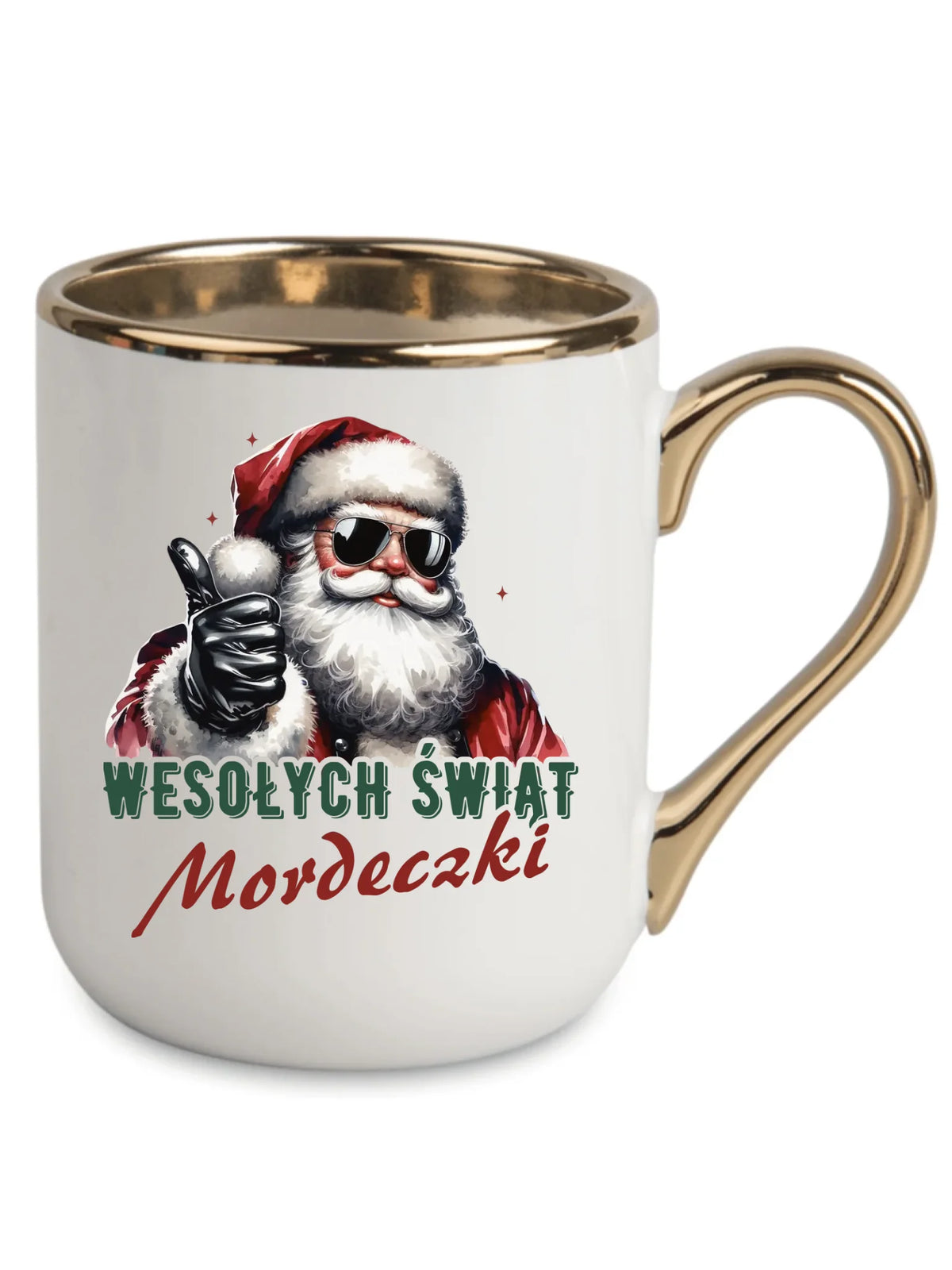 Kubek elegant świąteczny - Mikołaj Wesołych Świąt mordeczki BN65