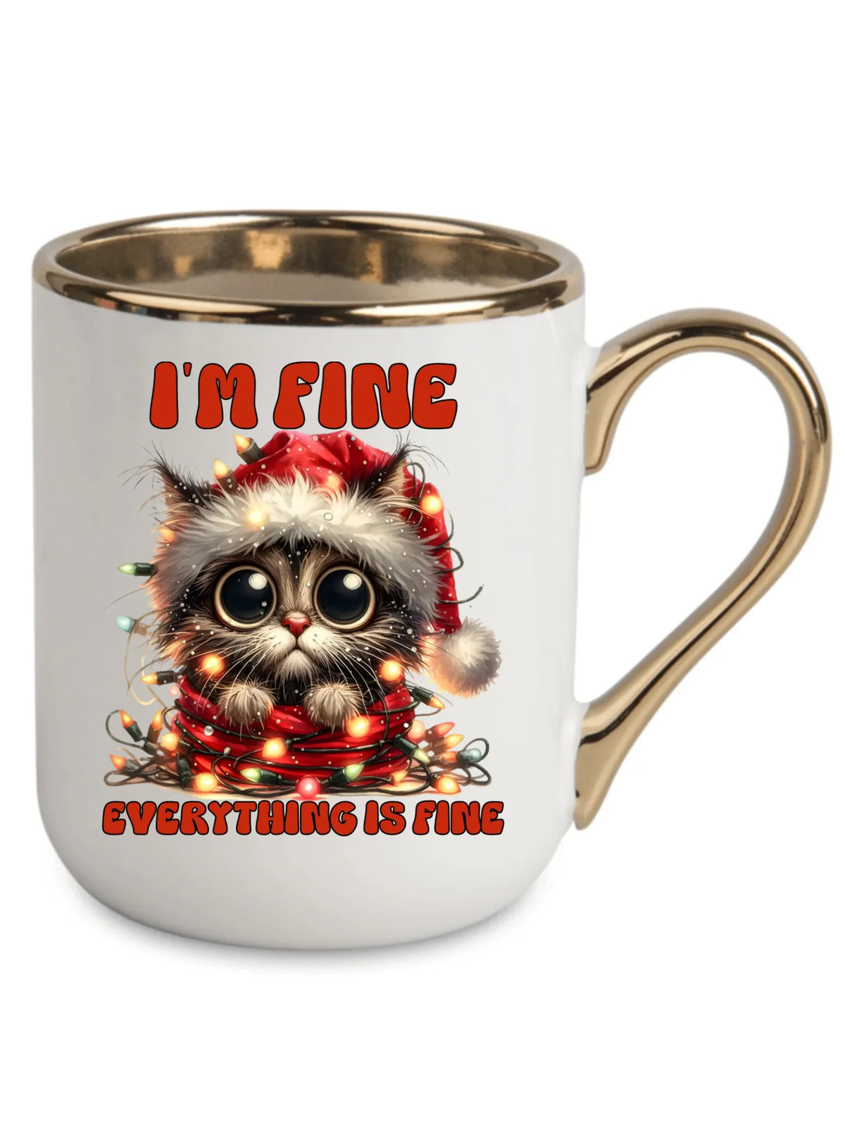 Kubek elegant świąteczny - Kotek I'm fine everything is fine BN67