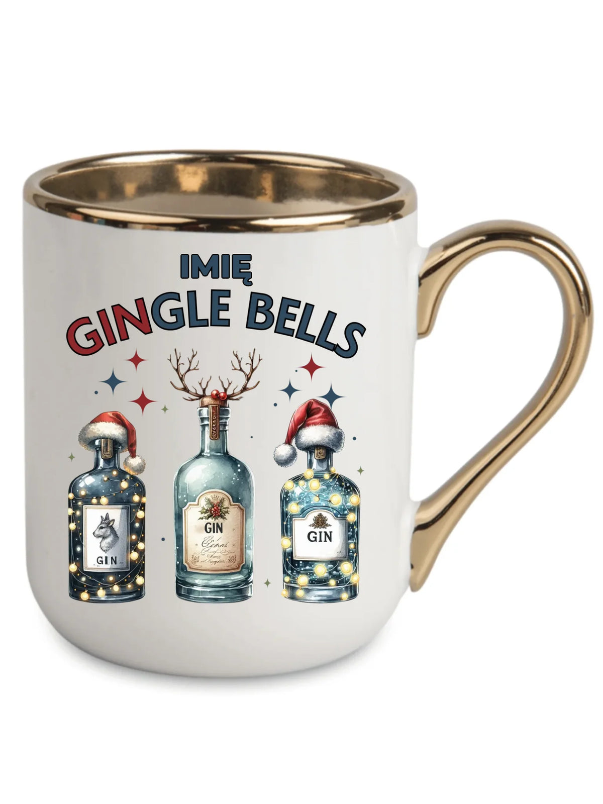 Kubek elegant świąteczny - Gin Gingle bells - personalizowany BN68