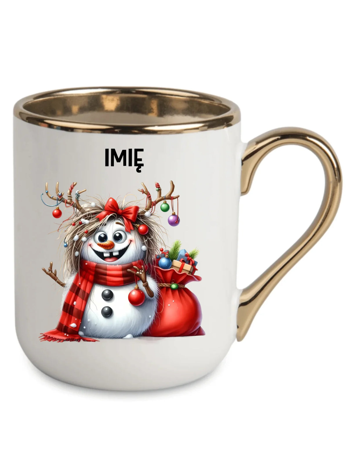 Kubek elegant świąteczny - Bałwanek - personalizowany BN70