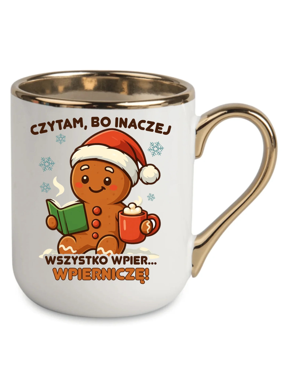Kubek elegant świąteczny - Czytam, bo inaczej wszystko wpier... wpierniczę BN79