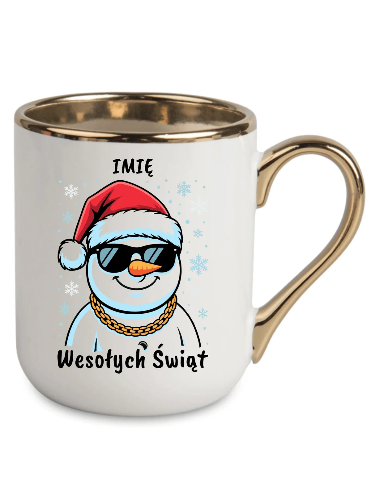 Kubek elegant świąteczny - Wesoły bałwan Wesołych Świąt - personalizowany BN82