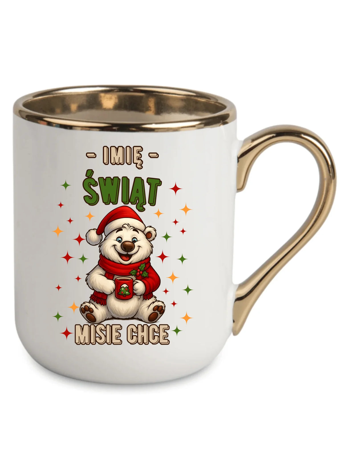 Kubek elegant świąteczny - Misiek Świąt misie chce - personalizowany BN86