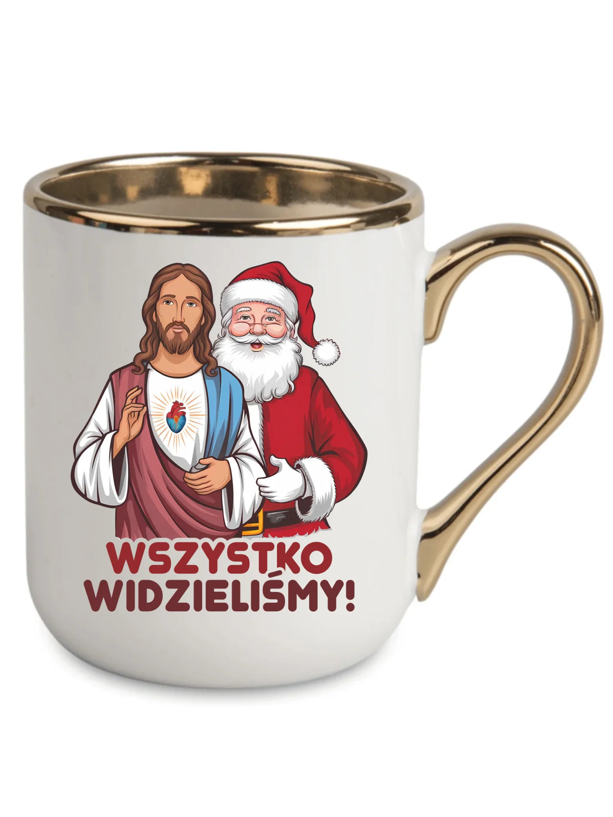 Kubek elegant świąteczny - Jezus i Mikołaj Wszystko widzieliśmy BN89