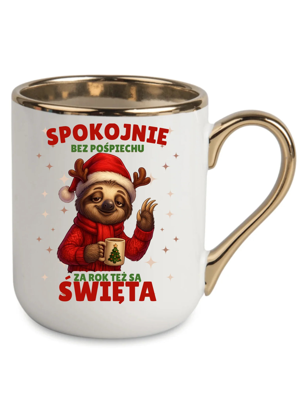 Kubek elegant świąteczny - Leniwiec Za rok też są święta BN92