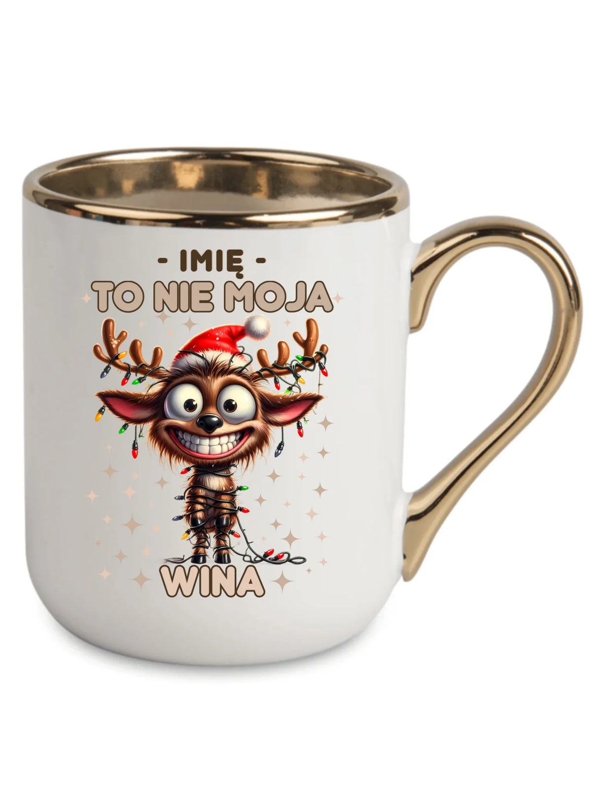 Kubek elegant świąteczny - Renifer To nie moja wina - personalizowany BN93