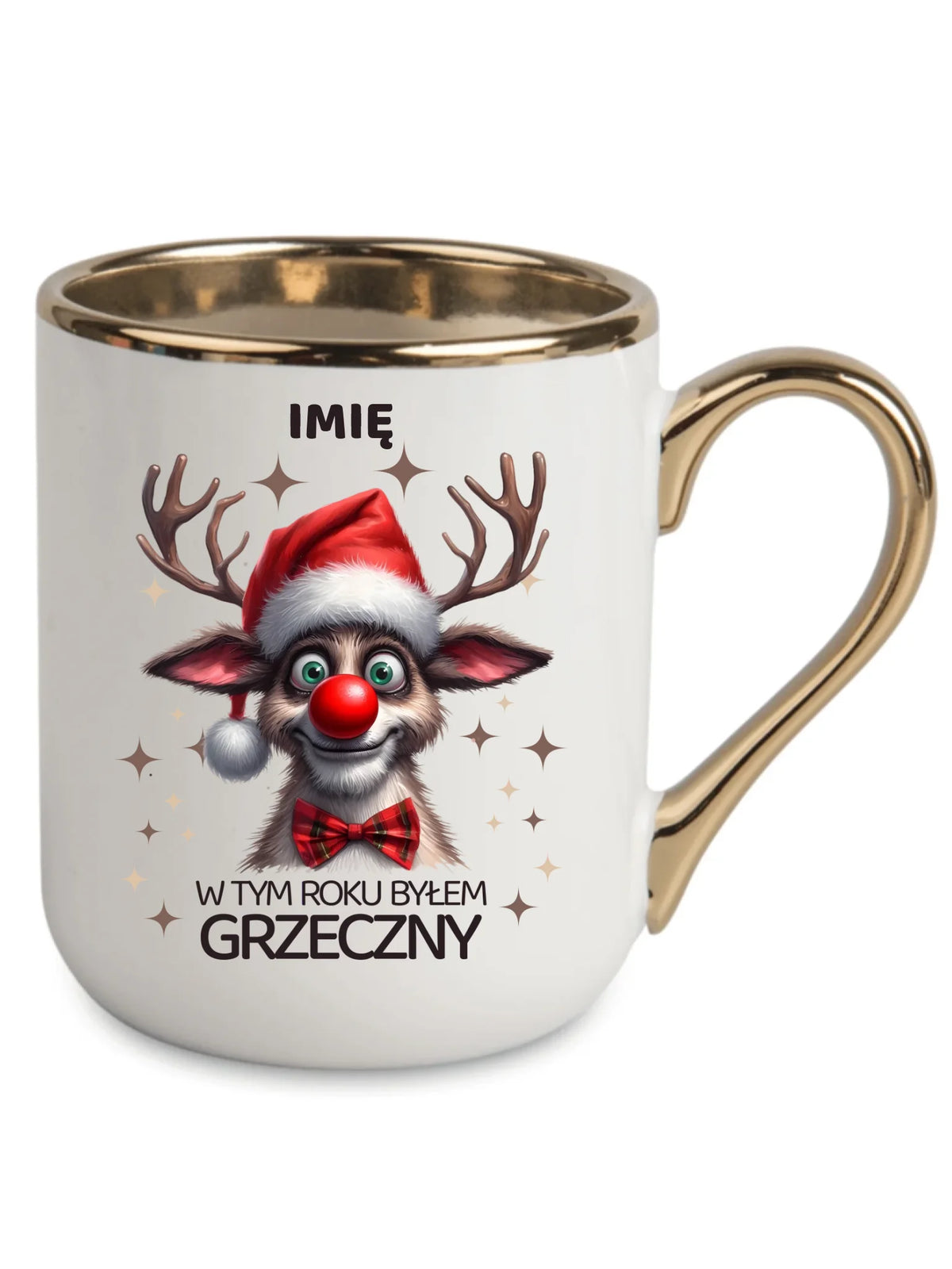 Kubek elegant świąteczny - Renifer W tym roku byłem grzeczny - personalizowany BN96