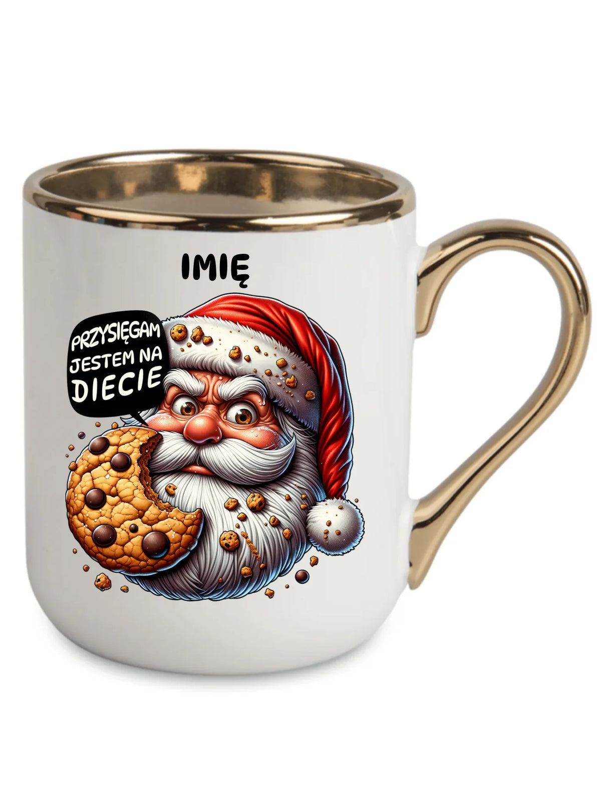 Kubek elegant świąteczny - Mikołaj Przysięgam jestem na diecie - personalizowany BN97