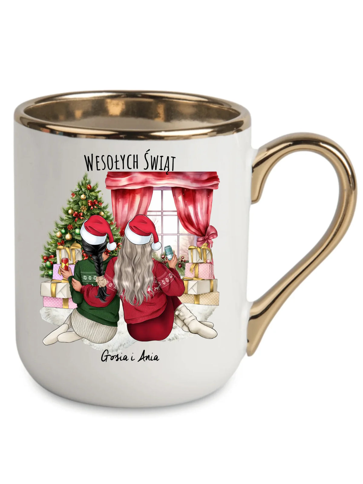Kubek elegant świąteczny - prezent dla przyjaciółki - 2-4 przyjaciółek - personalizowany PR06