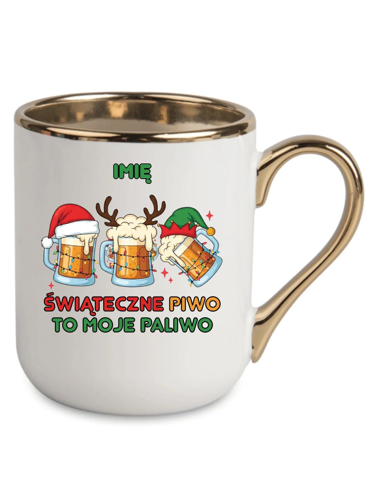 Kubek elegant świąteczny - Świąteczne piwo to moje paliwo - personalizowany BN119
