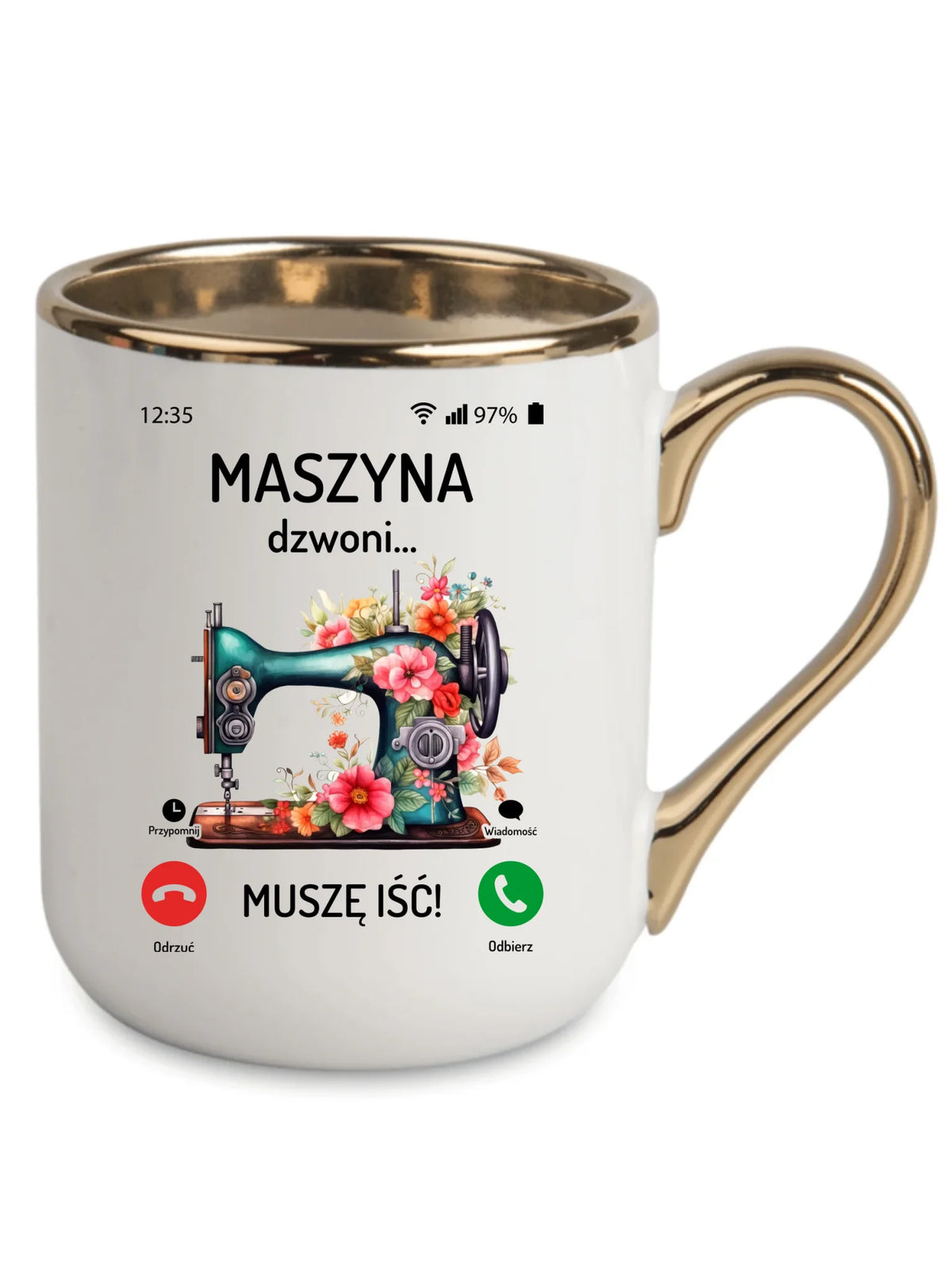 Kubek elegant szyciowy dla krawcowej - Maszyna dzwoni muszę iść HS05