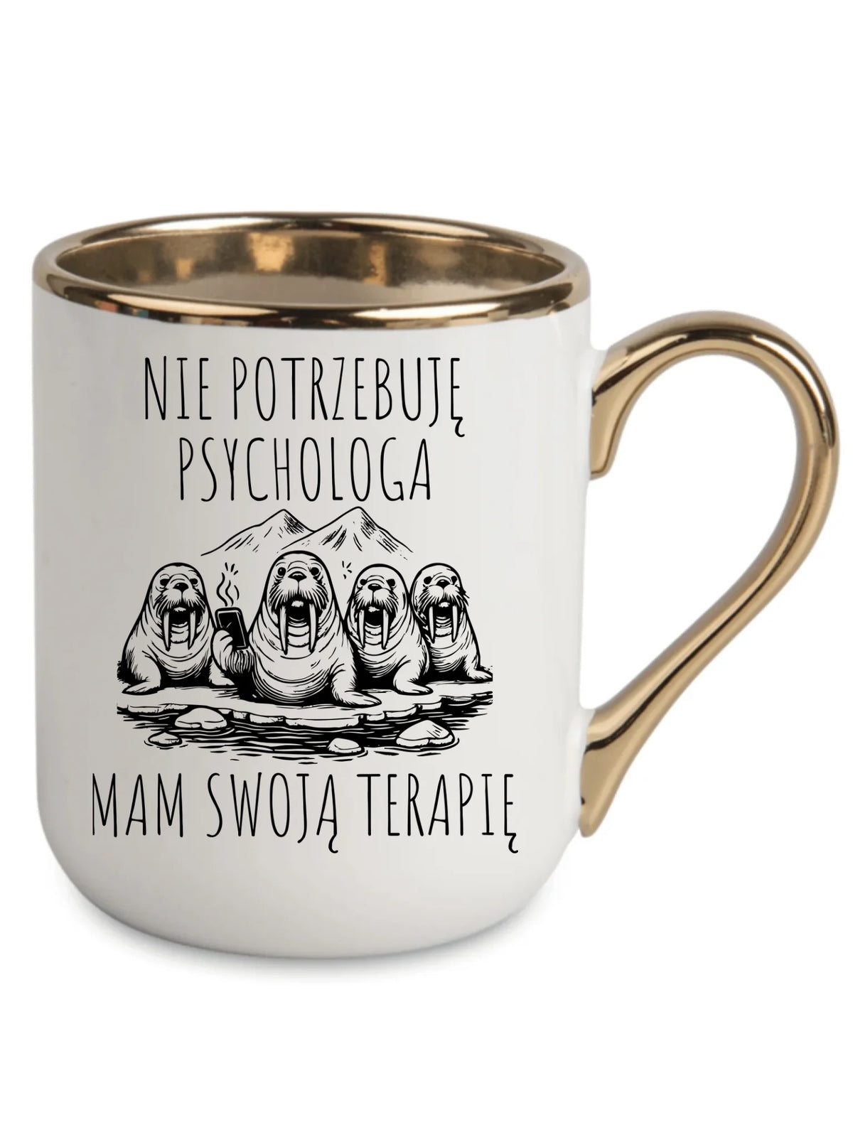 Kubek elegant - prezent dla morsa - Nie potrzebuję psychologa HM14