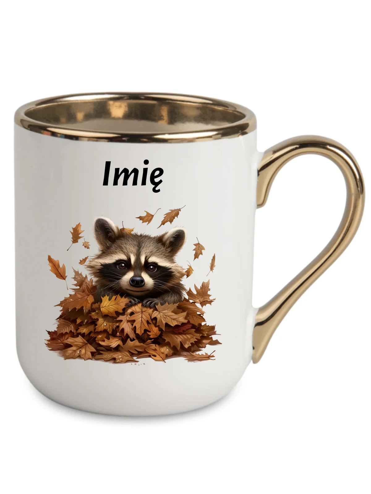 Kubek elegant jesienny - Szop w liściach - personalizowany JS24