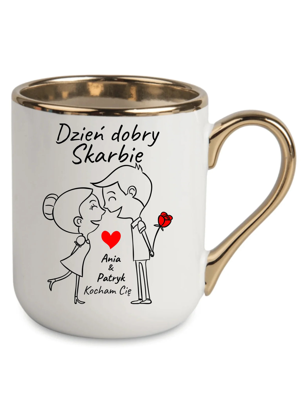 Kubek elegant dla par - Dzień dobry Skarbie - personalizowany W15