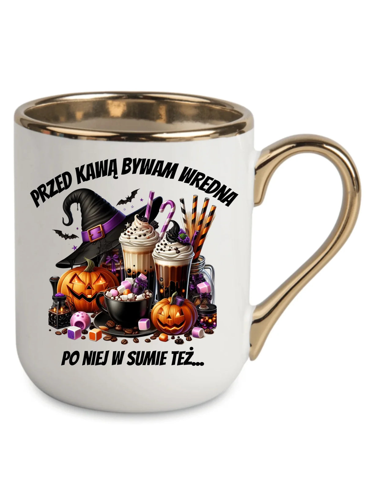 Kubek elegant Halloween – Przed kawą bywam wredna, po niej w sumie też HL30