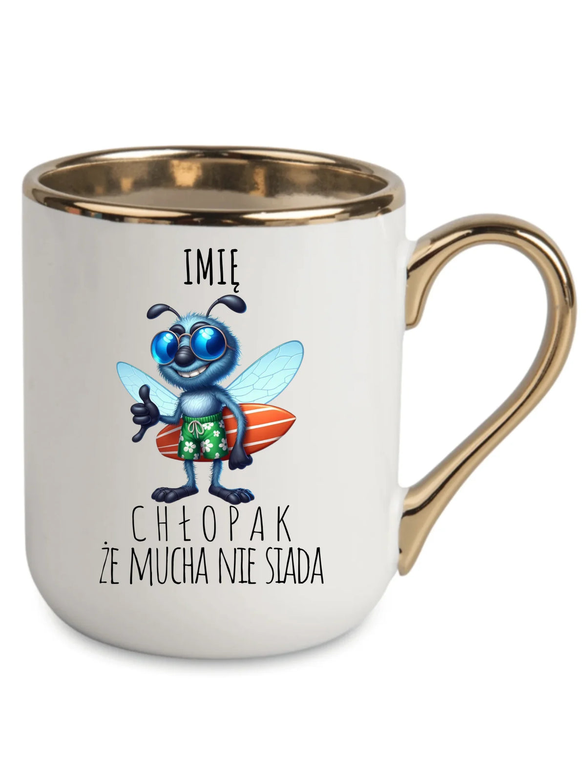 Kubek elegant - prezent dla chłopaka - Chłopak, że mucha nie siada essa - personalizowany DCH29