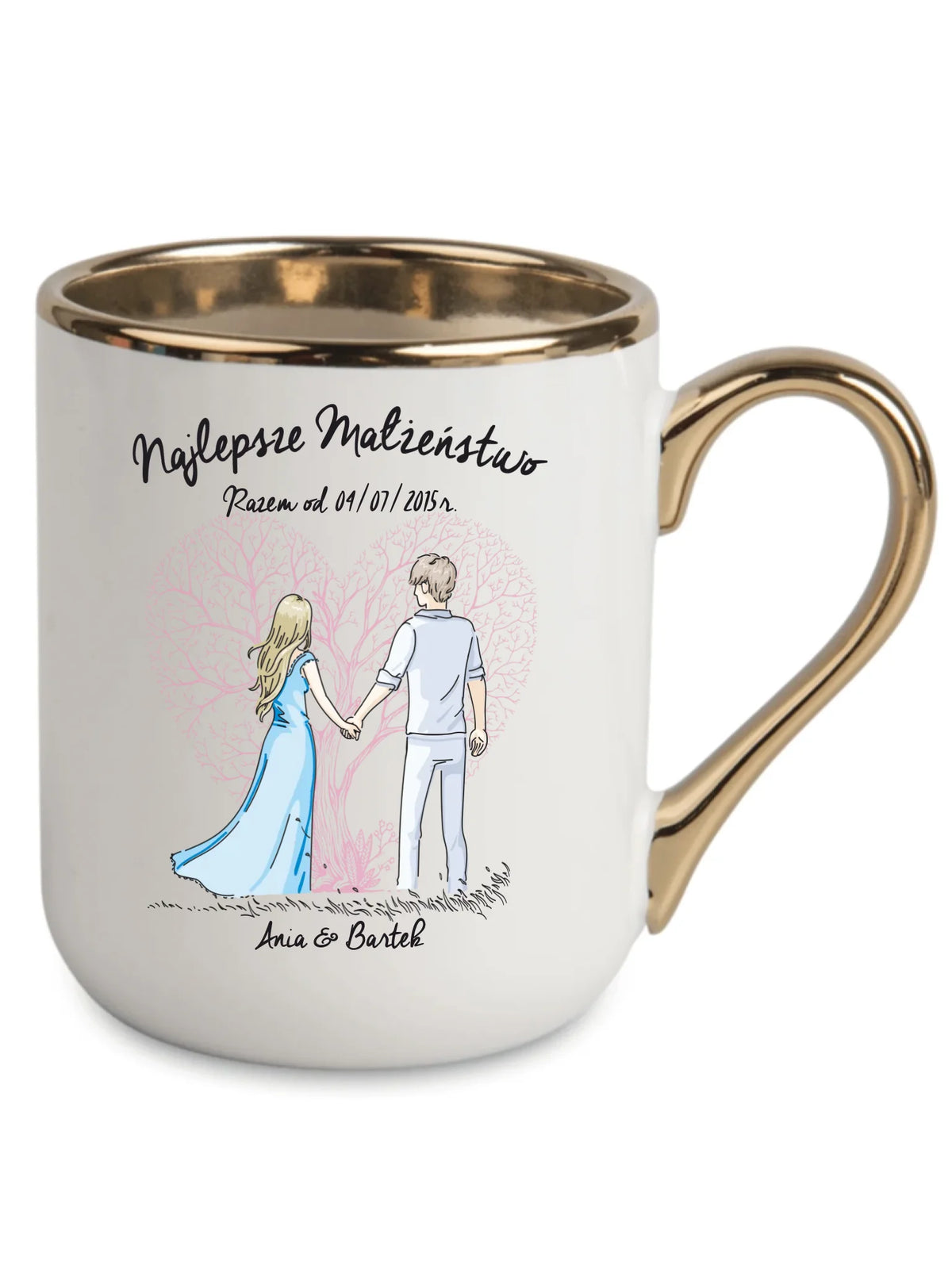Kubek elegant dla par - Najlepsze małżeństwo - personalizowany W03