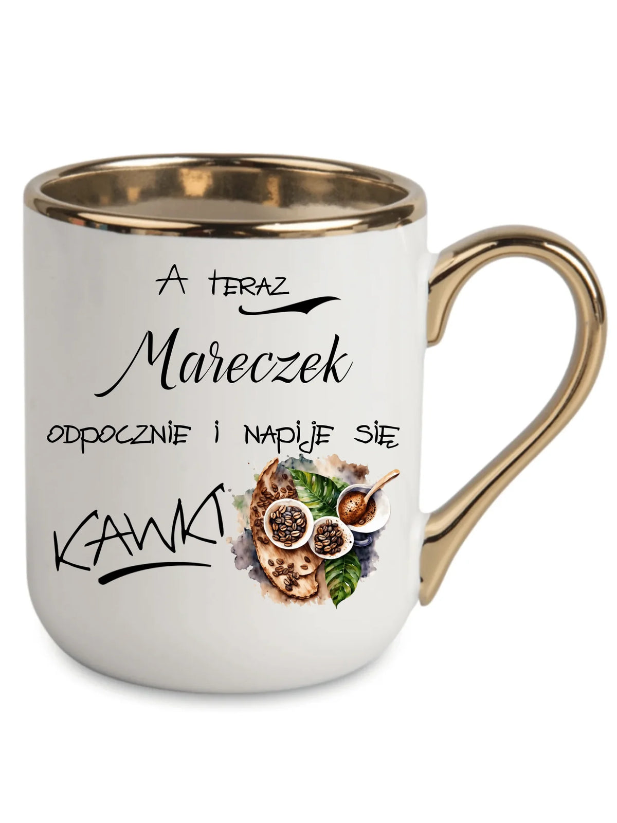 Kubek elegant - Odpocznie i napije się kawki prezent dla kawosza - personalizowany DCH04