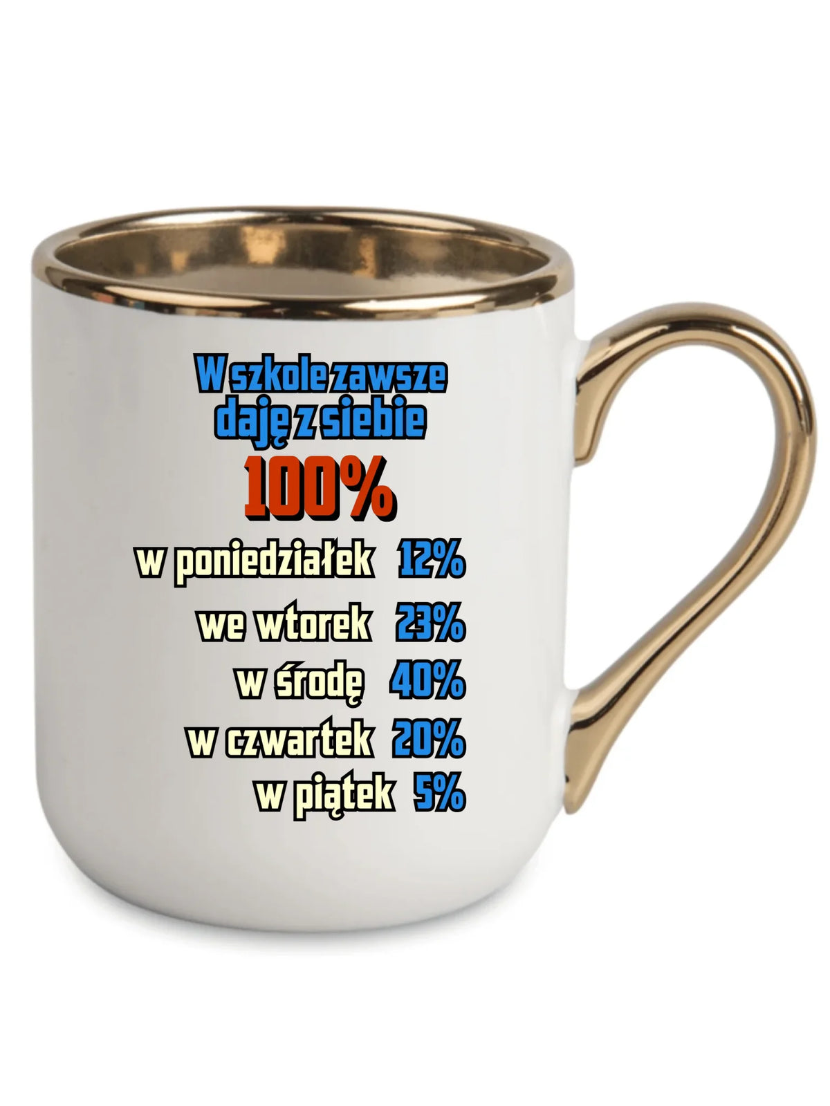 Kubek elegant szkolny - W szkole daję z siebie 100% - śmieszny SZ20