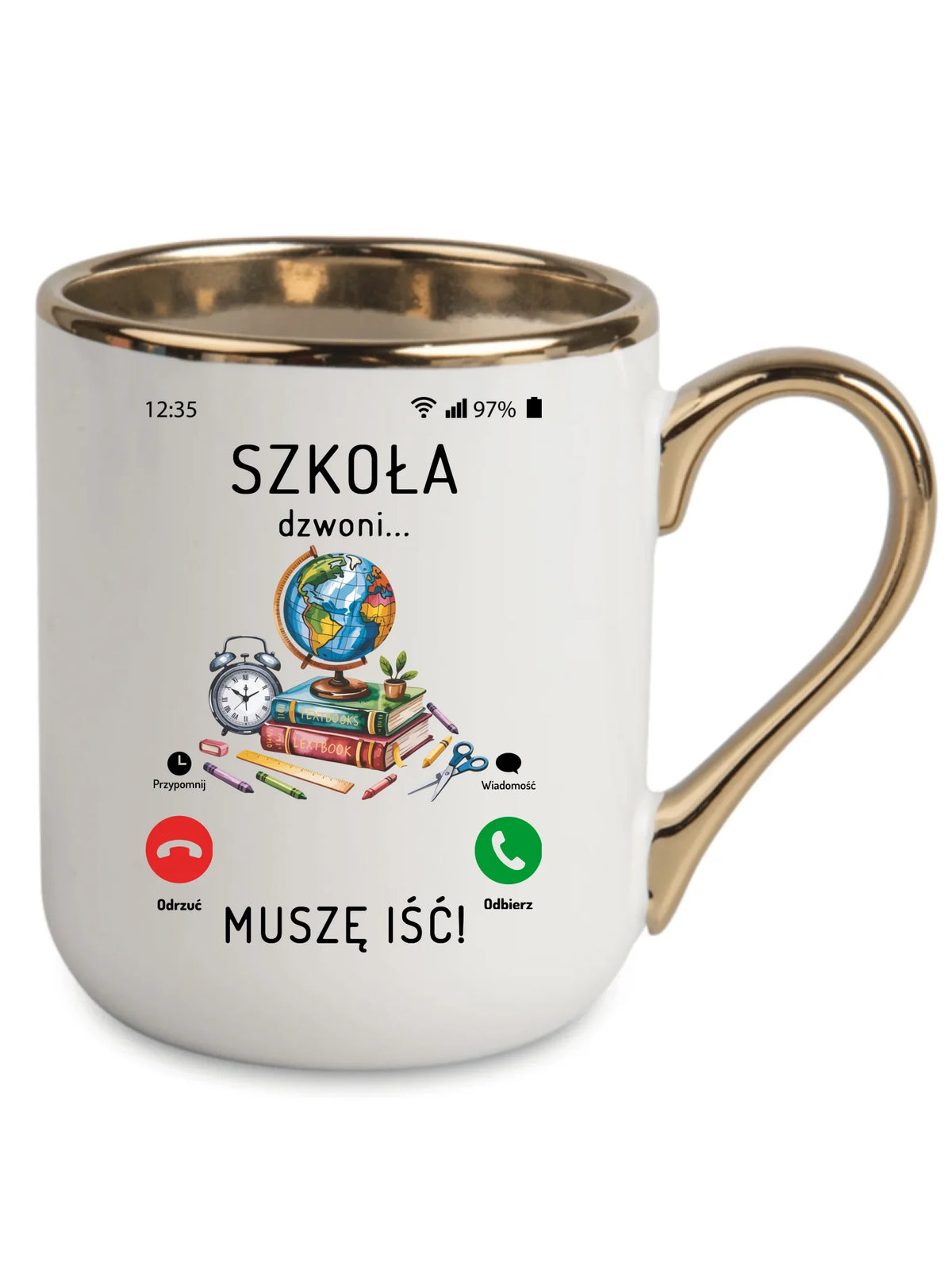 Kubek elegant Szkoła dzwoni muszę iść SZ09