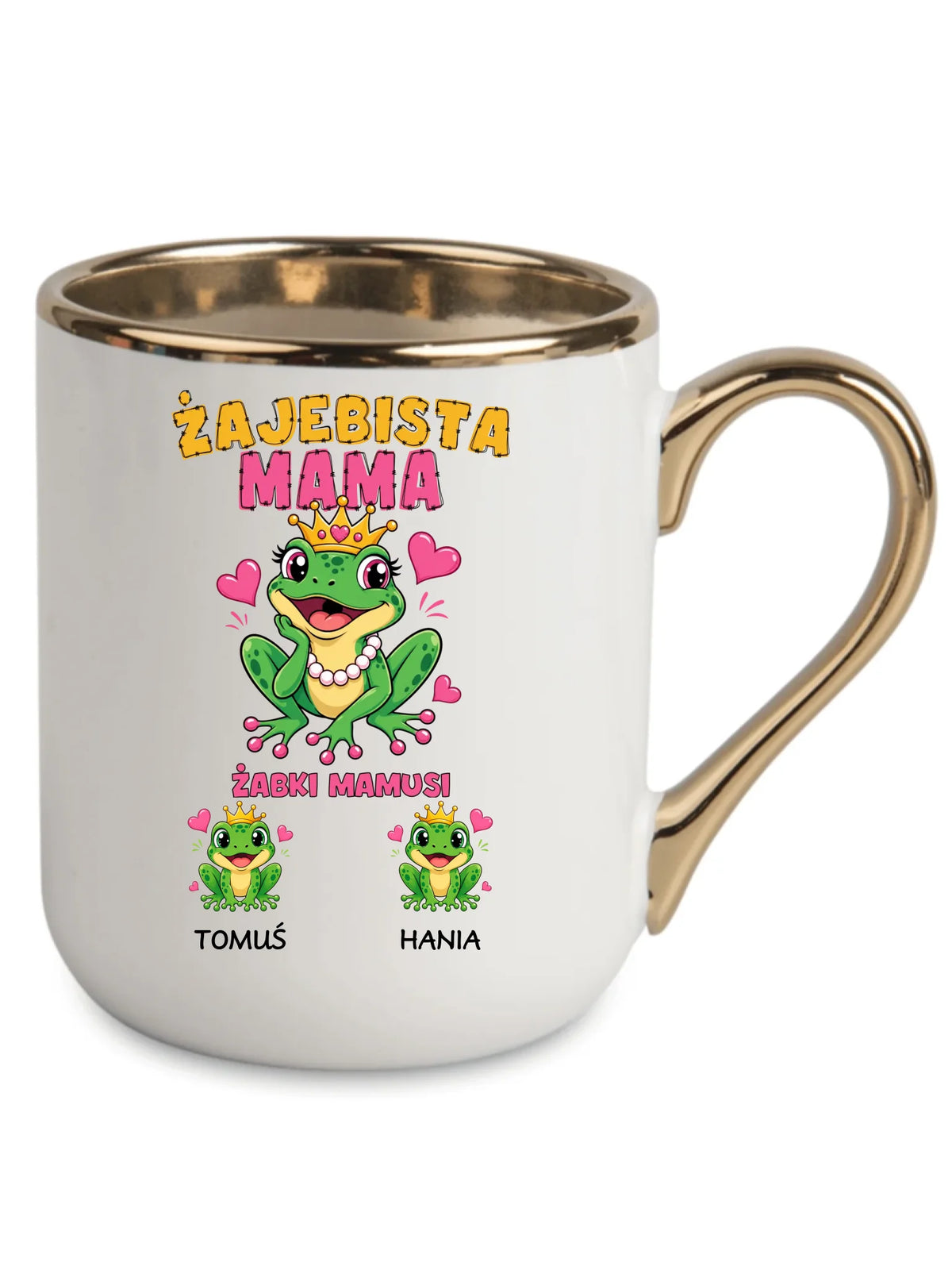 Kubek elegant dla mamy z imionami dzieci - Żabki Mamusi - personalizowany DM54