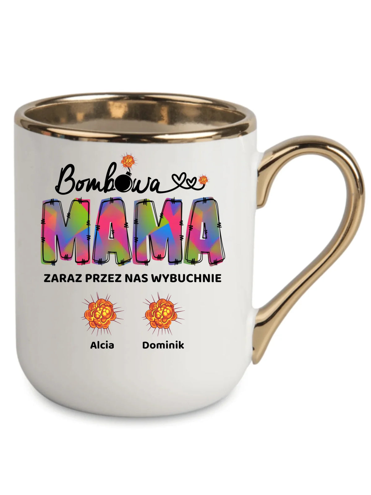 Kubek elegant dla mamy z imionami dzieci - Bombowa mama - personalizowany DM53