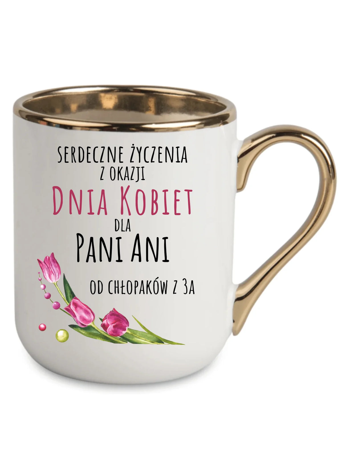 Kubek elegant na Dzień Kobiet - Serdeczne życzenia - personalizowany DK01