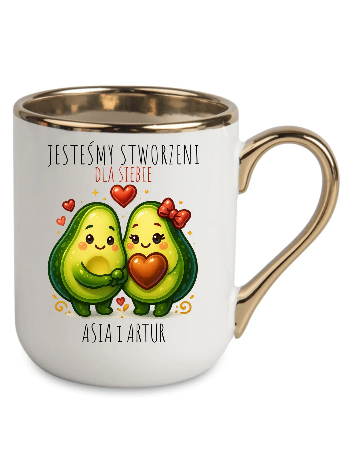 Kubek elegant dla par - Awokado Stworzeni dla siebie - personalizowany W91