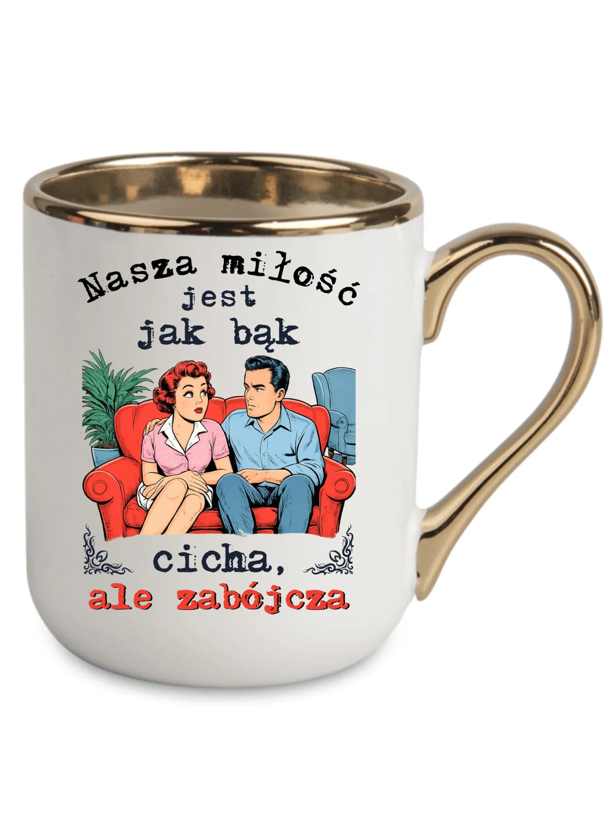 Kubek elegant dla par - Nasza miłość jest jak bąk W70