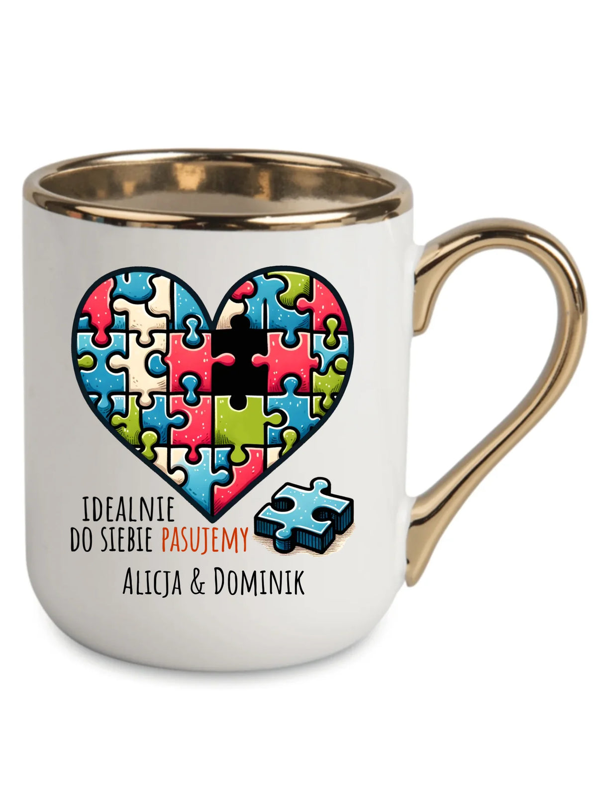 Kubek elegant dla par - Idealnie do siebie pasujemy - personalizowany W44