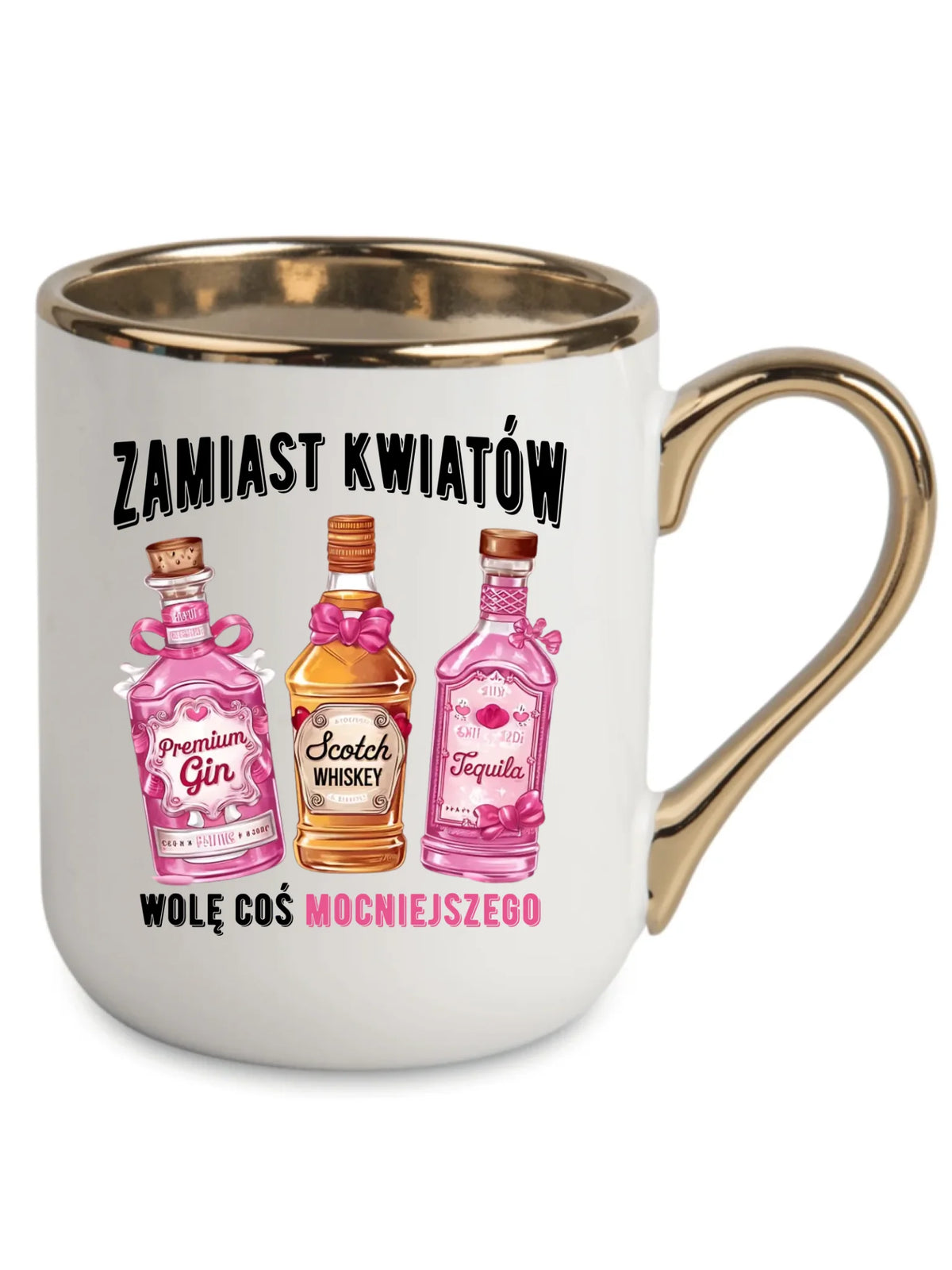 Kubek elegant dla niej - Zamiast kwiatów wolę coś mocniejszego W42