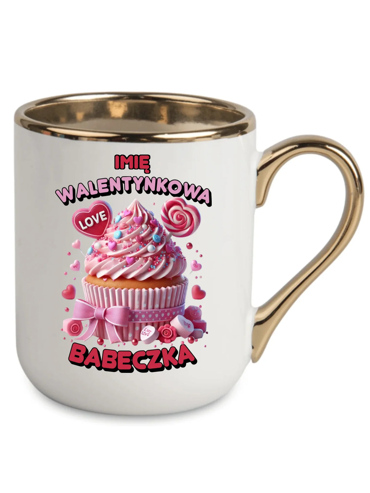 Kubek elegant na Walentynki - Walentynkowa Babeczka - personalizowany W21