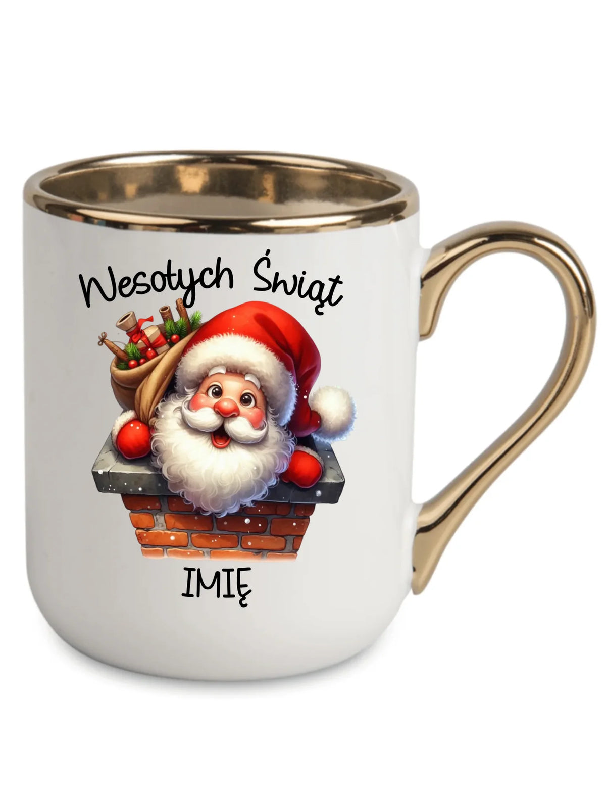 Kubek elegant świąteczny - prezent na Mikołajki Mikołaj - personalizowany BN08