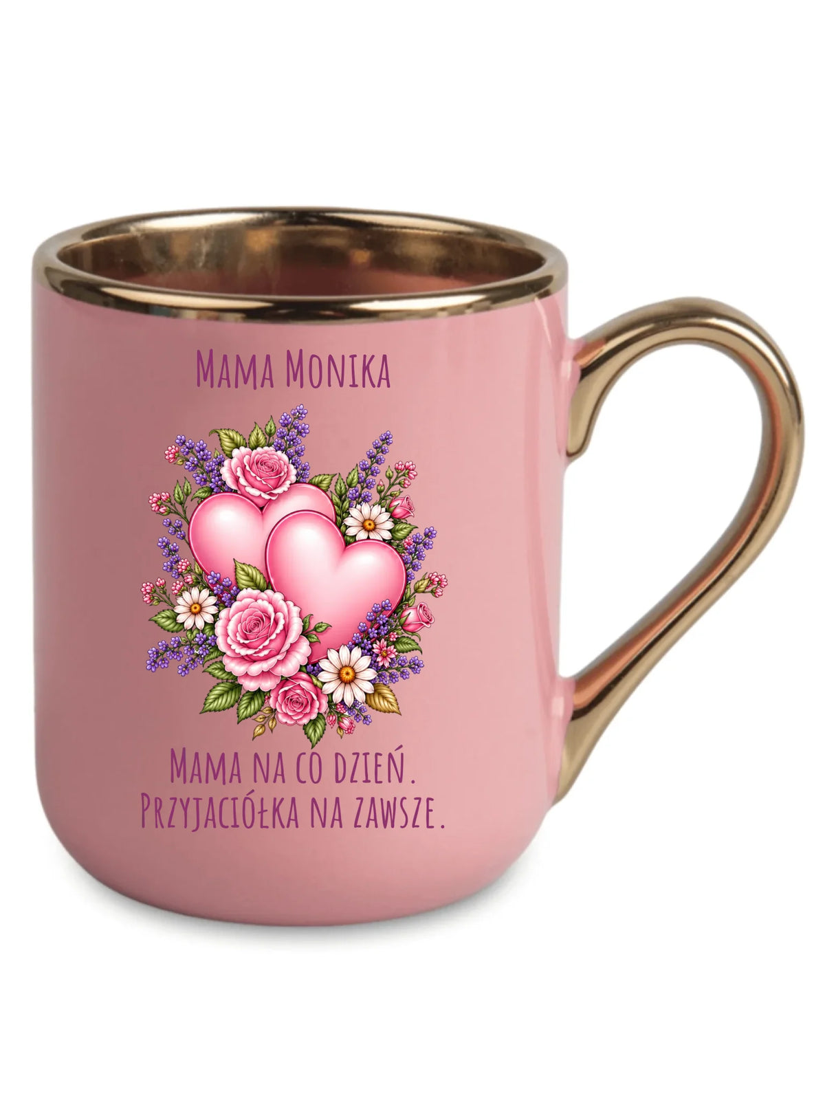 Kubek elegant dla mamy - Bukiet z sercami przyjaciółka - personalizowany DM39
