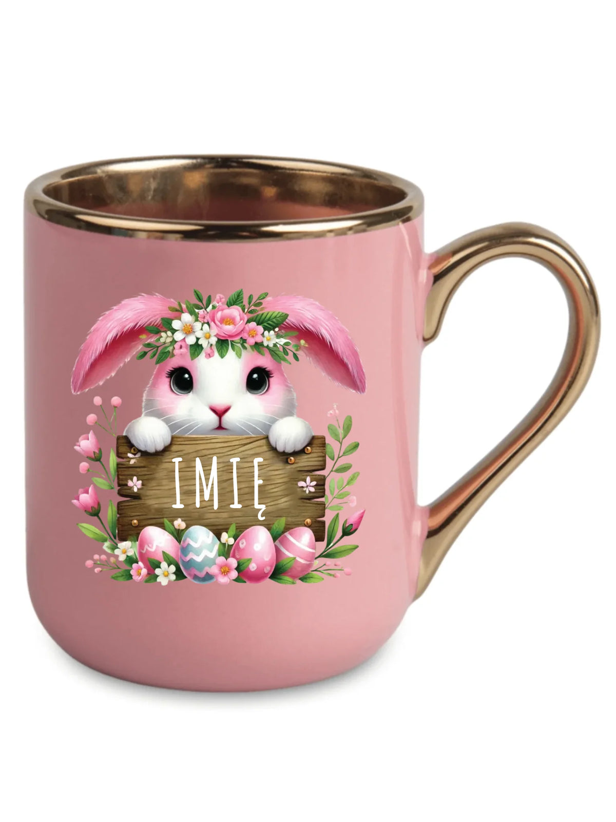 Kubek elegant na Wielkanoc - Różowy Zajączek - Prezent personalizowany WN07