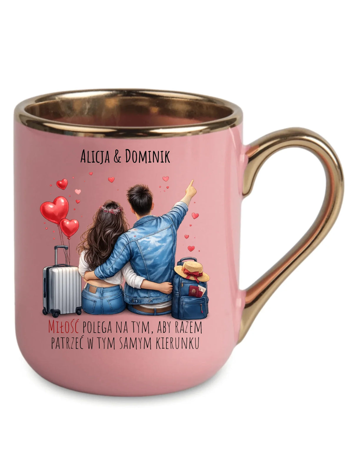 Kubek elegant dla par - Para w podróży miłość - personalizowany W12
