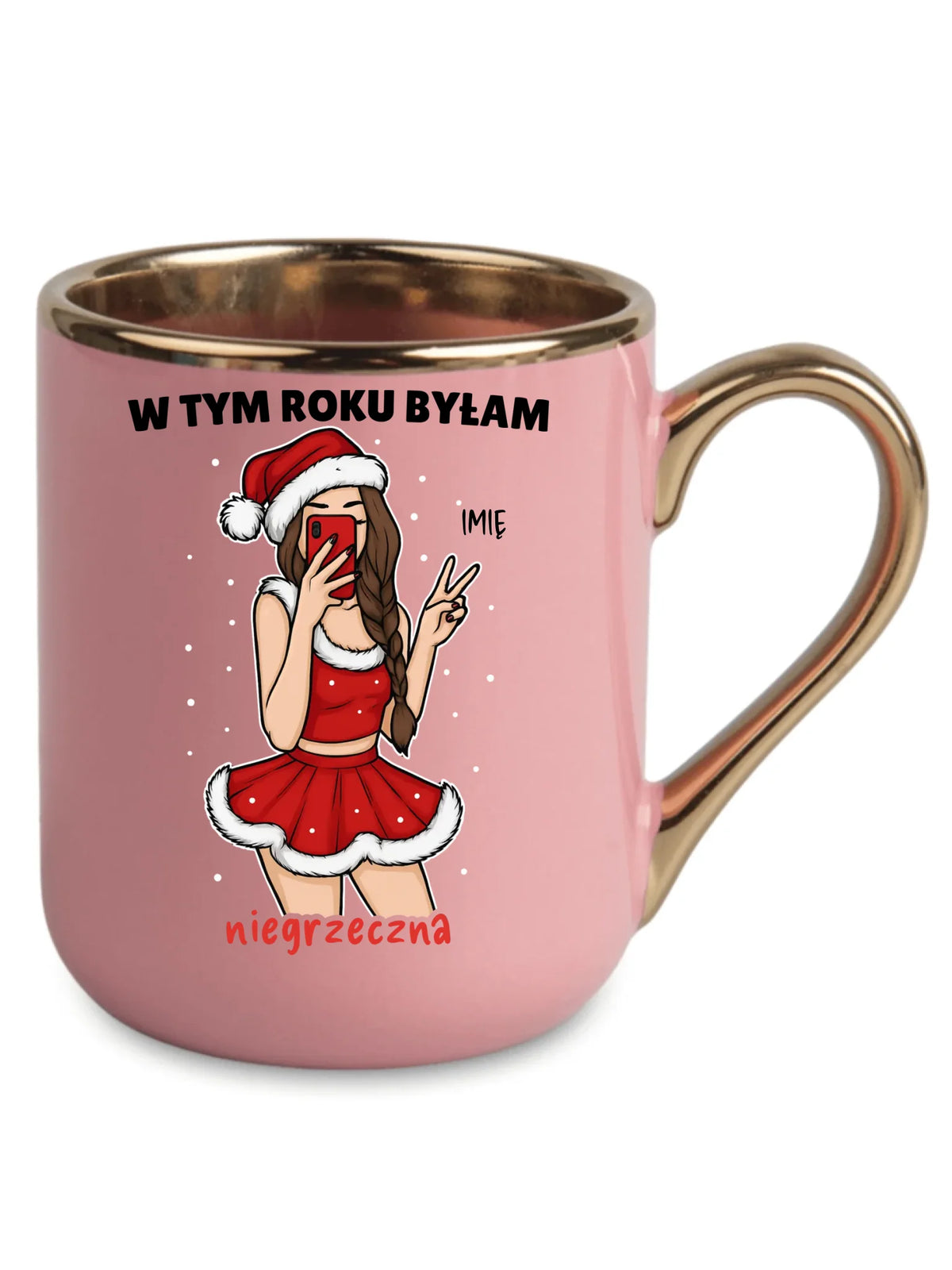 Kubek elegant świąteczny - W tym toku byłam niegrzeczna - personalizowany BN21