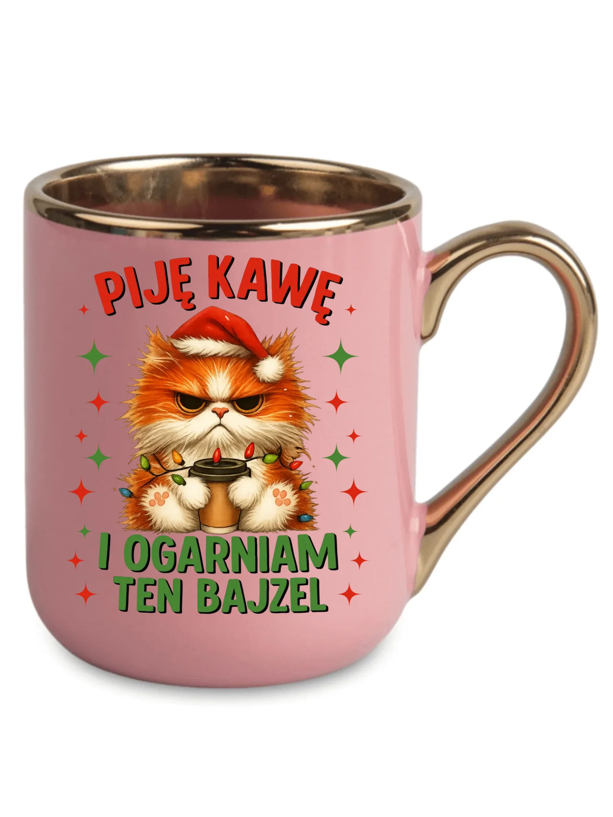 Kubek elegant świąteczny - Kot Piję kawę i ogarniam ten bajzel BN39
