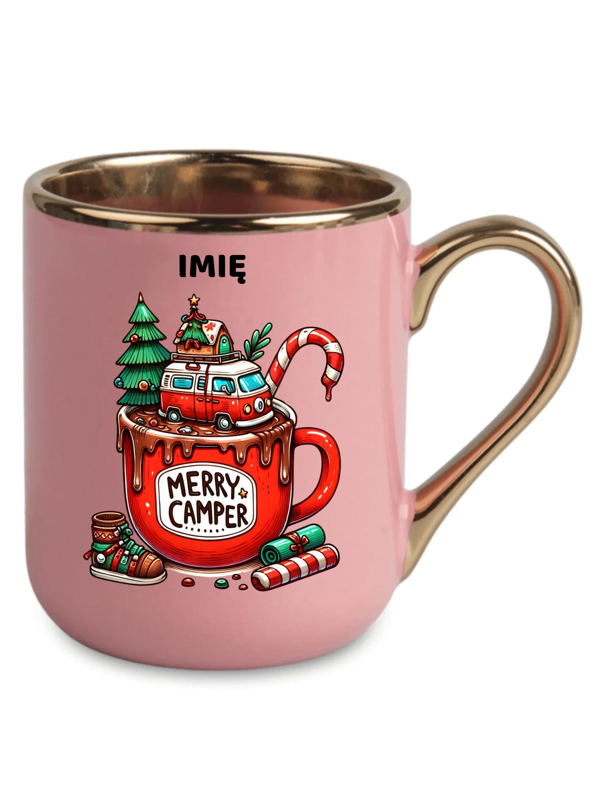 Kubek elegant świąteczny - Kamper Merry Camper - personalizowany BN43