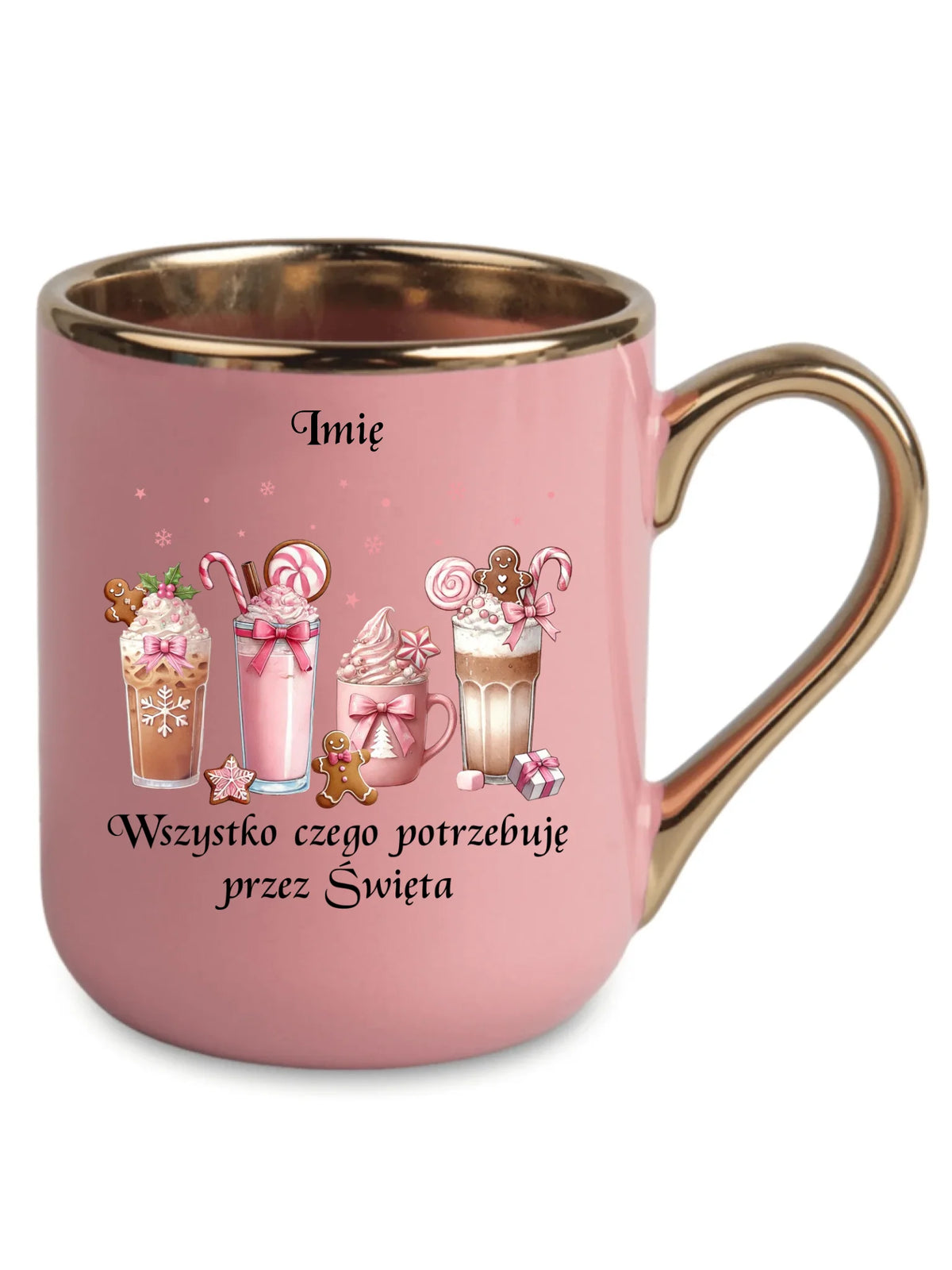 Kubek elegant świąteczny - Zimowa kawa Wszystko czego potrzebuję przez Święta - personalizowany BN46