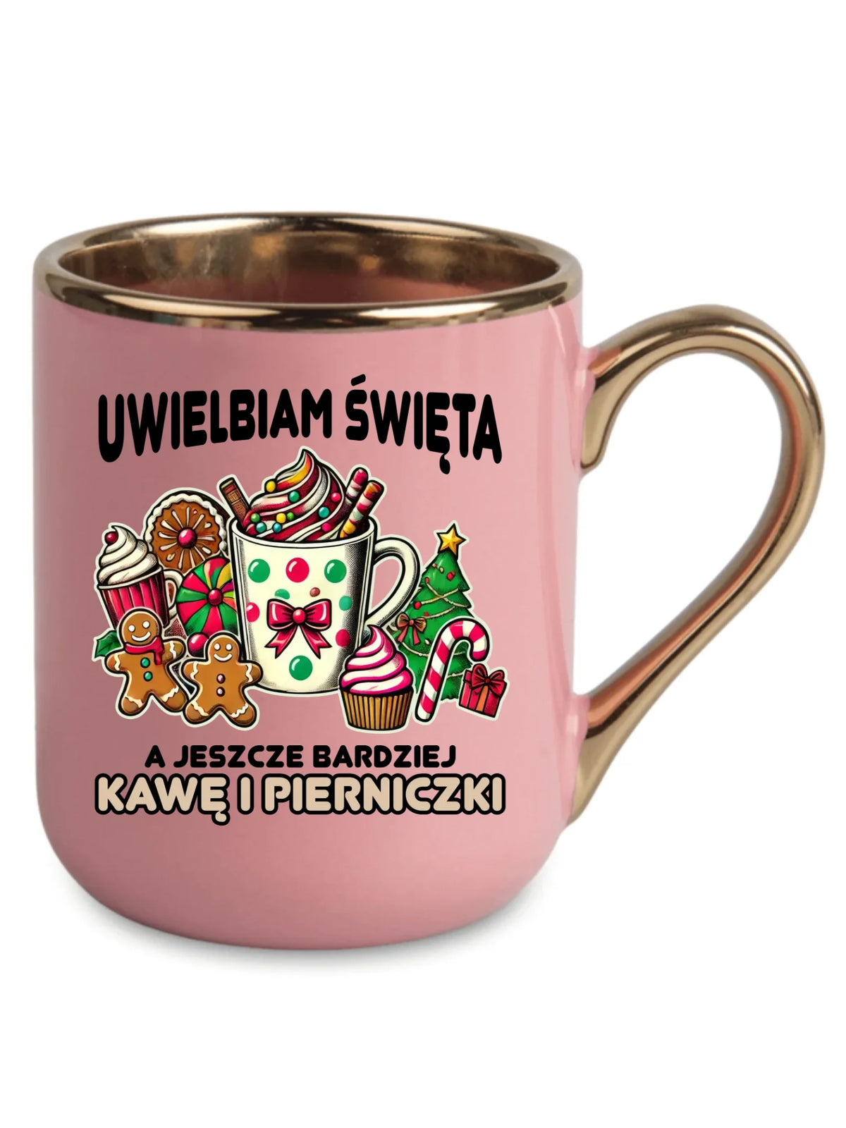 Kubek elegant świąteczny - Uwielbiam święta kawę i pierniczki BN47