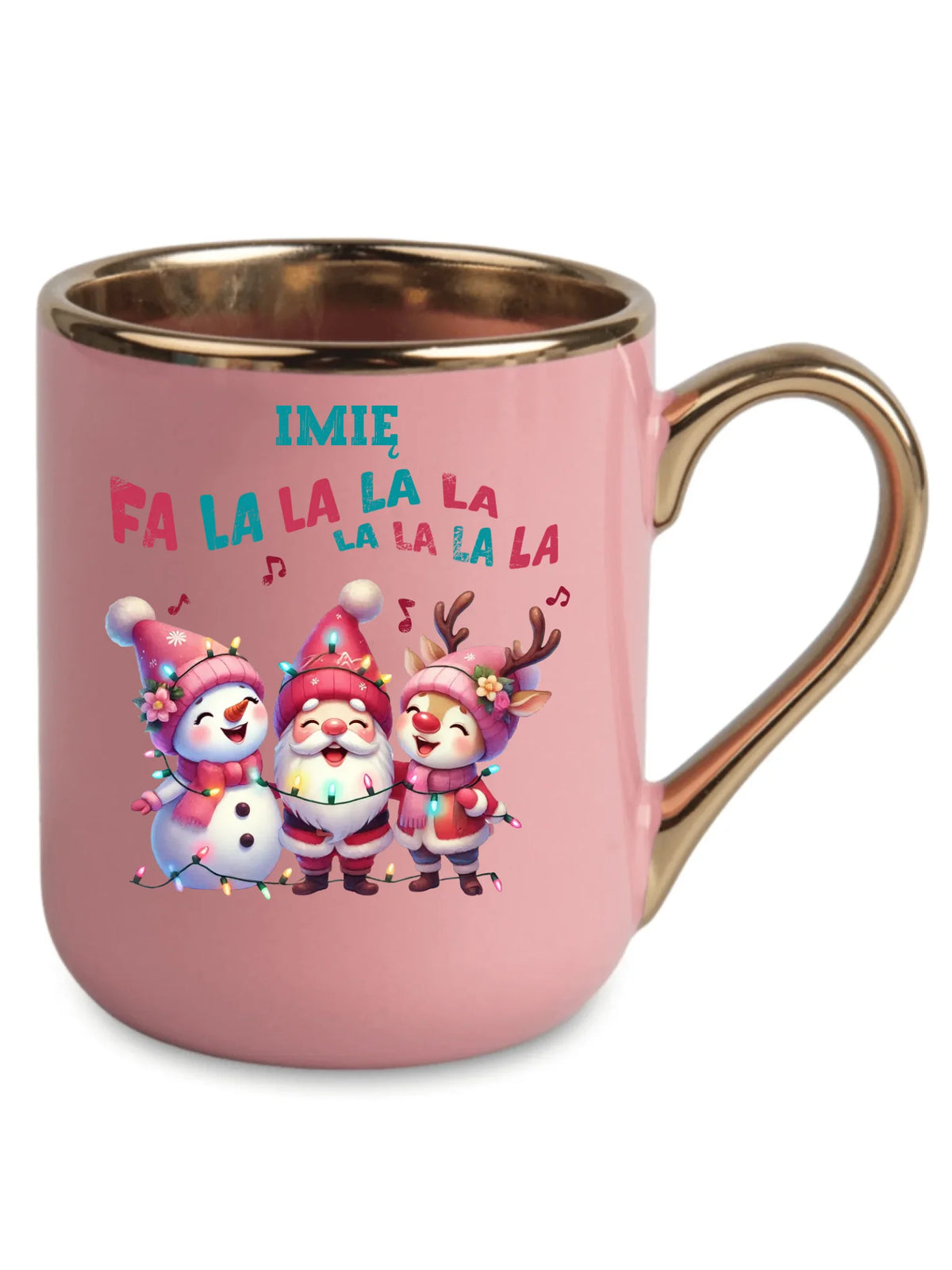 Kubek elegant świąteczny - Fa la la la - personalizowany BN51