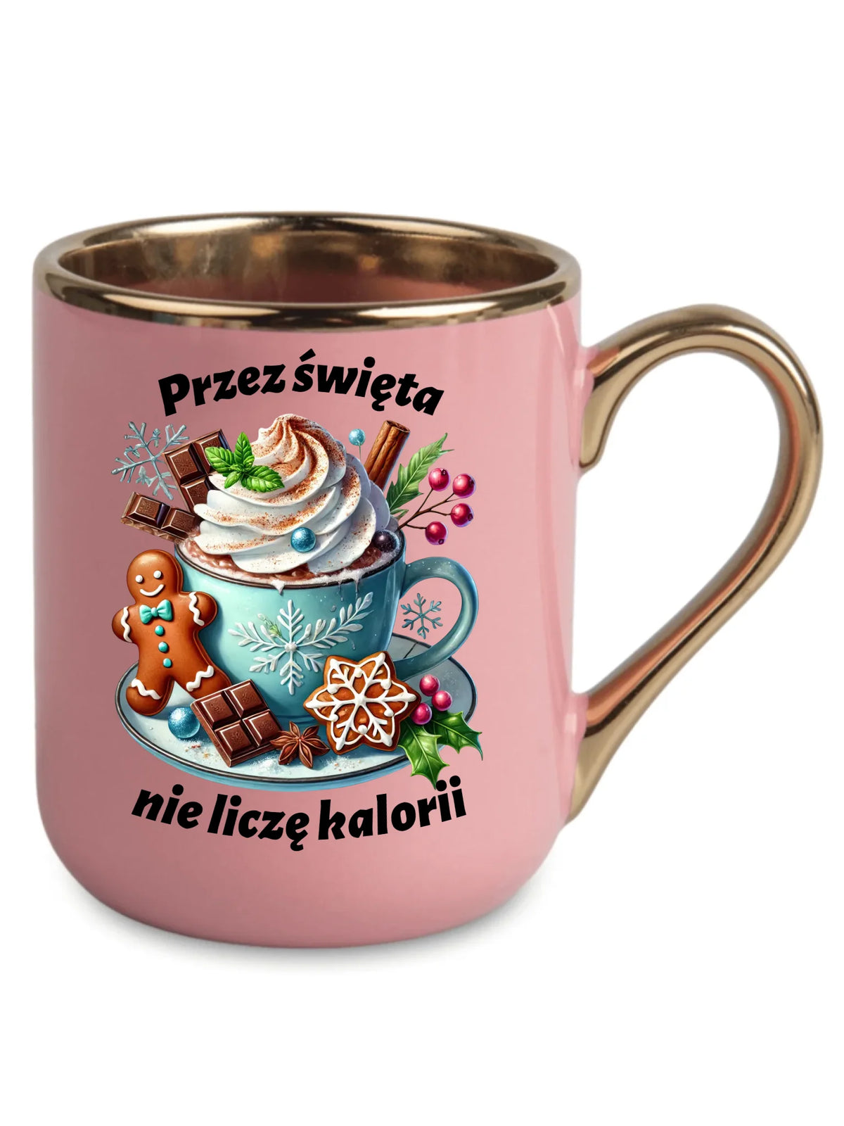 Kubek elegant świąteczny - Przez święta nie liczę kalorii BN31