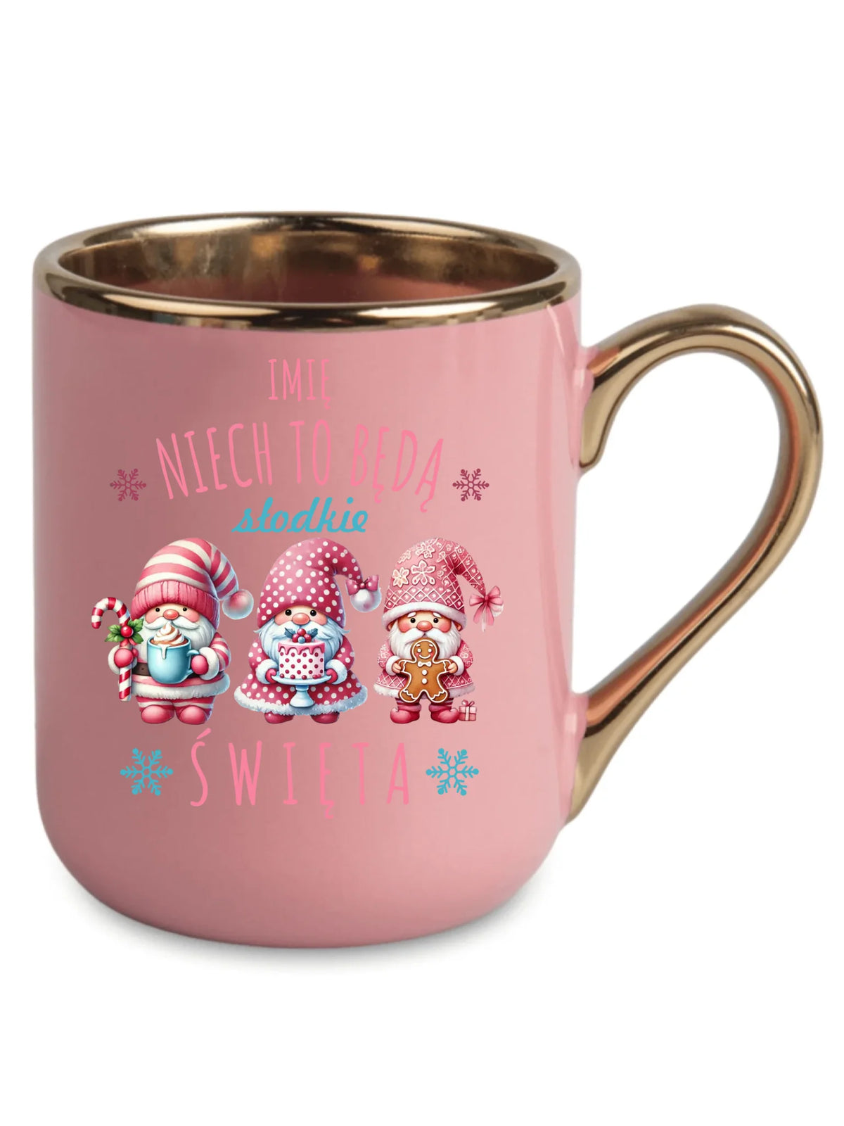 Kubek elegant świąteczny - Skrzaty Słodkie Święta - personalizowany BN57