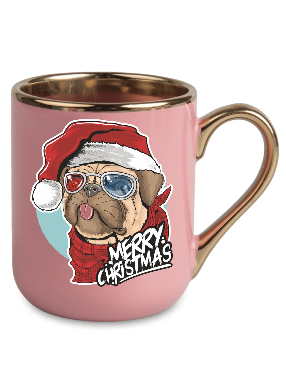 Kubek elegant świąteczny - Mops Merry Christmas BN62
