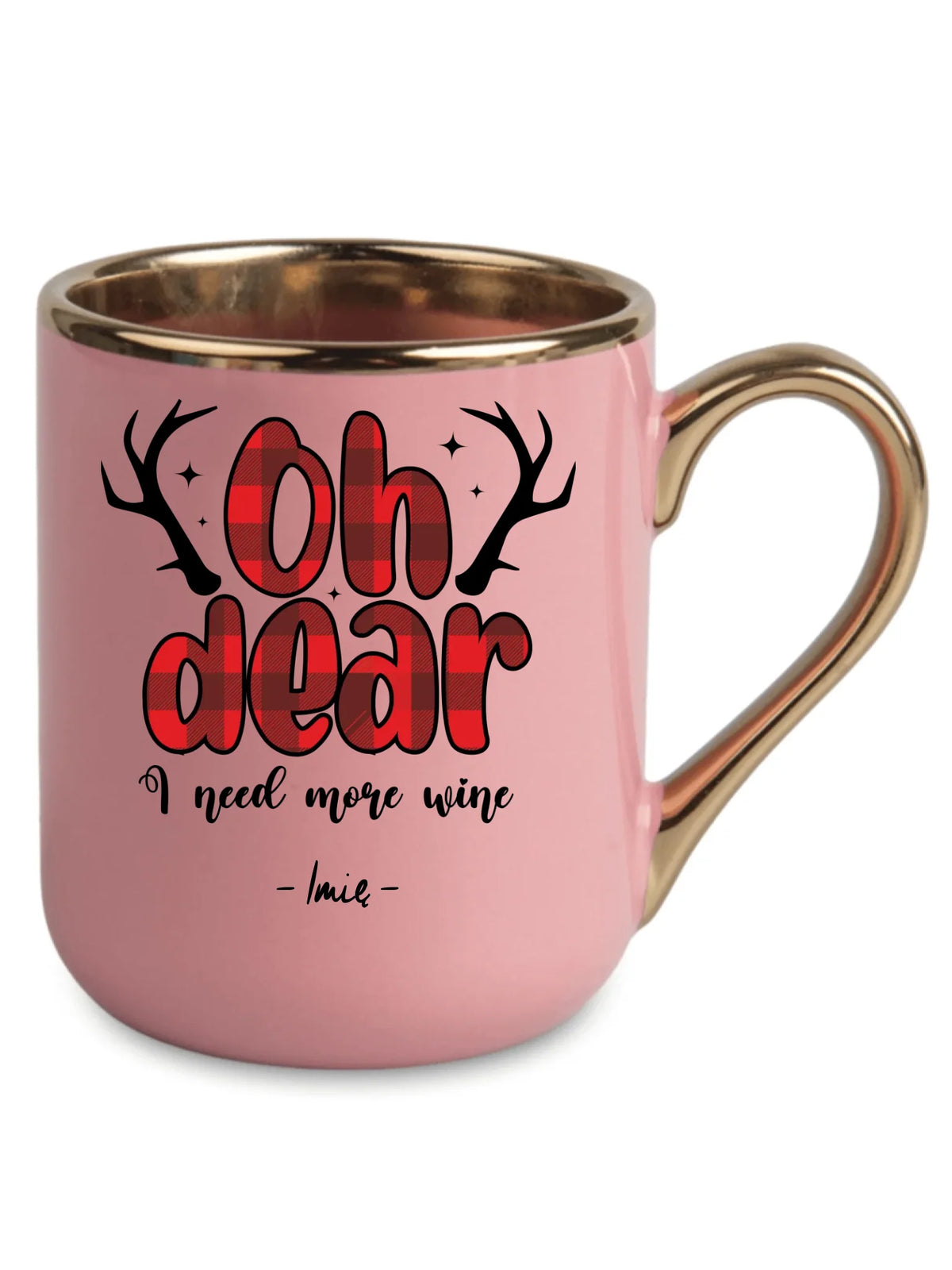 Kubek elegant świąteczny - Oh dear I need more wine - personalizowany BN63