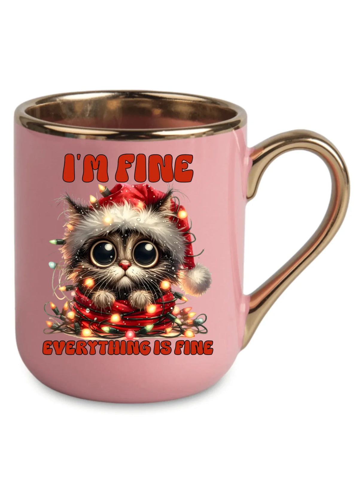 Kubek elegant świąteczny - Kotek I'm fine everything is fine BN67
